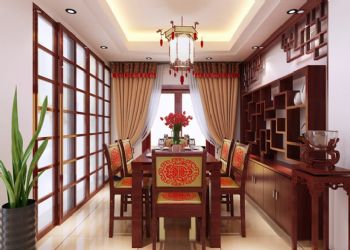 128平中式风格大户型雅居中式餐厅装修图片