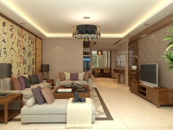 138平新中式设计案例欣赏中式客厅装修图片